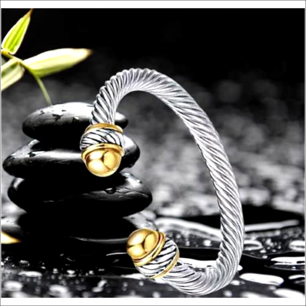 Adjustable Silver Feather Cuff Bracelet Rotating … - image 6